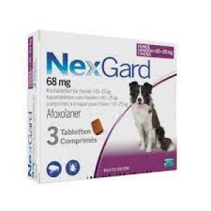 NEXGARD ANTIPARASITÁRIO P/ CÃO 10-25KG CX 3 COMPRIMIDOS